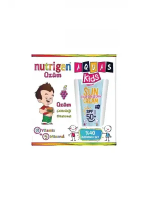 Nutrigen Üzüm 200 ml + Aquas Kids SPF 50+ Sun Cream Çocuk Güneş Kremi 100 ml Yaz Seti