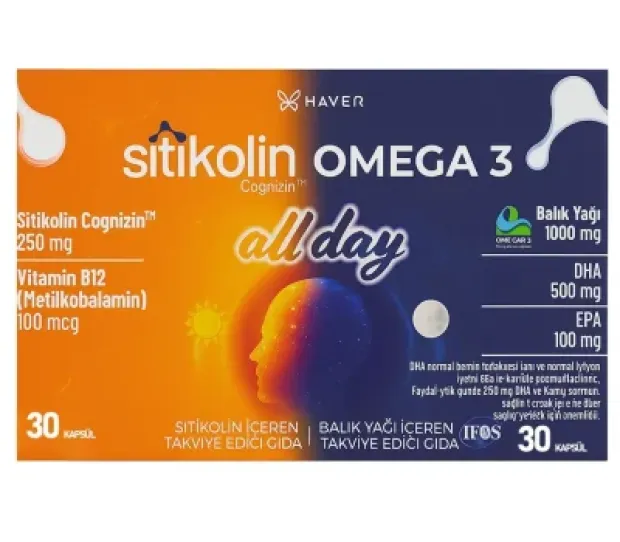 Haver Sitikolin Omega 3 AllDay 60 Yumuşak Kapsül