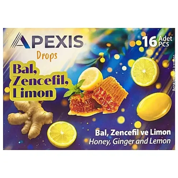 Apexis Drops Bal Zencefil Limon Aromalı Pastil 16'lı