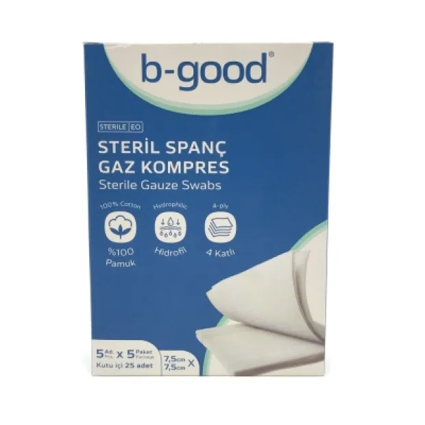 B-Good Gaz Kompres 7,5cm x 7,5cm 25li