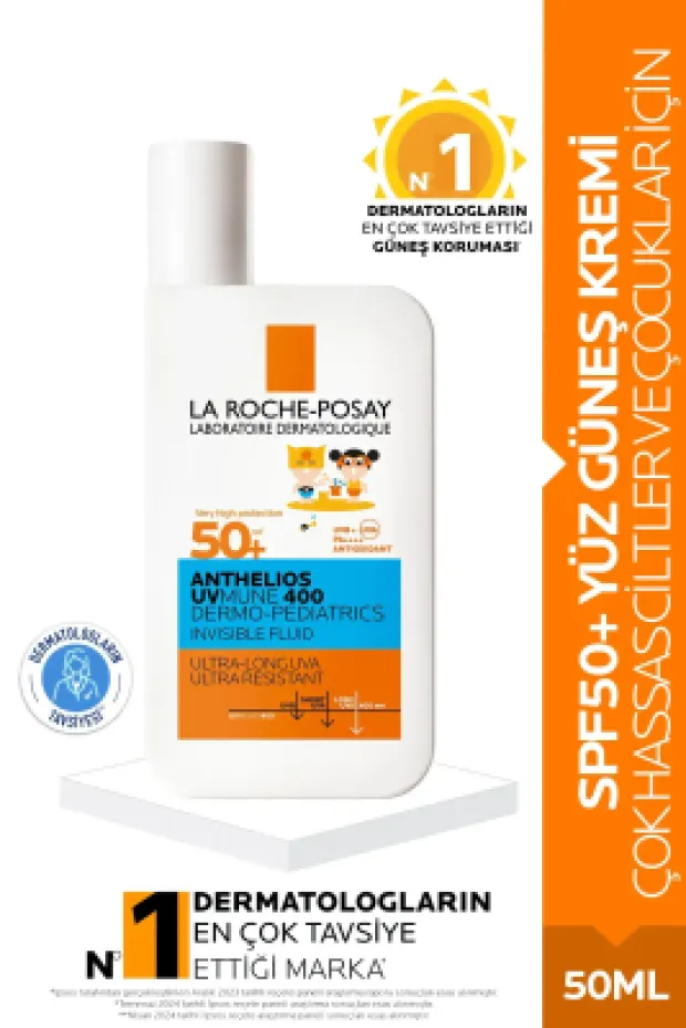 OUTLET - La Roche Posay Anthelios Dermo Pediatric Invisible Fluid SPF50+ Çok Hassas Ciltler Ve Çocuklar İçin Güneş Kremi 50 ml