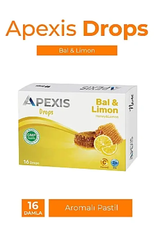 Apexis Drops Bal ve Limon Aromalı Pastil 16 Adet