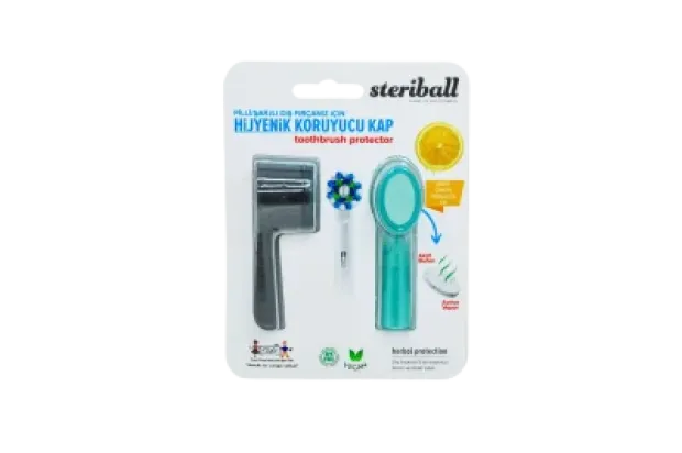 Steriball Elektrikli & Pilli Diş Fırçaları İçin Limon Aromalı Koruma Kabı 2'li - Turkuaz Siyah