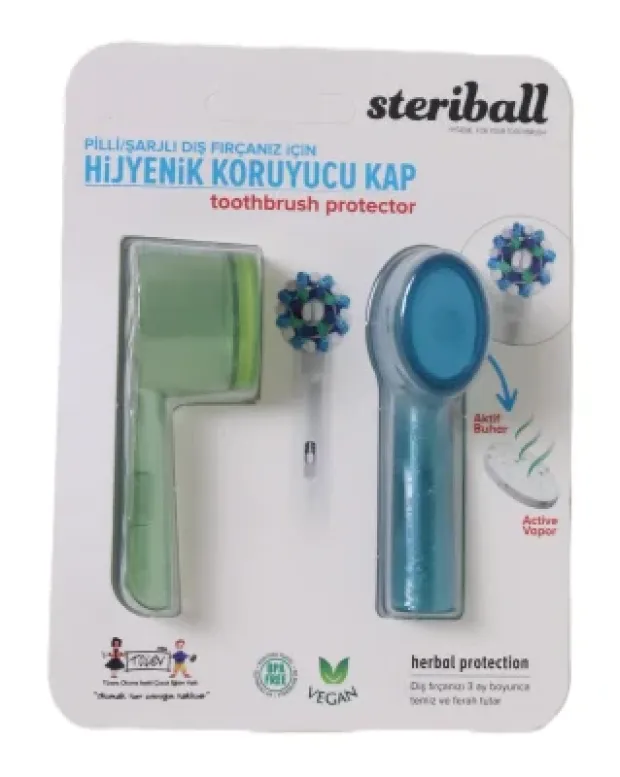 Steriball Elektrikli & Pilli Diş Fırçaları İçin Koruma Kabı 2'li - Mavi Yeşil