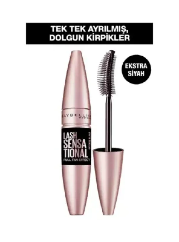 Maybelline New York Lash Sensational Yelpaze Etkili Intense Black Maskara - Ekstra Siyah 9,5 ml