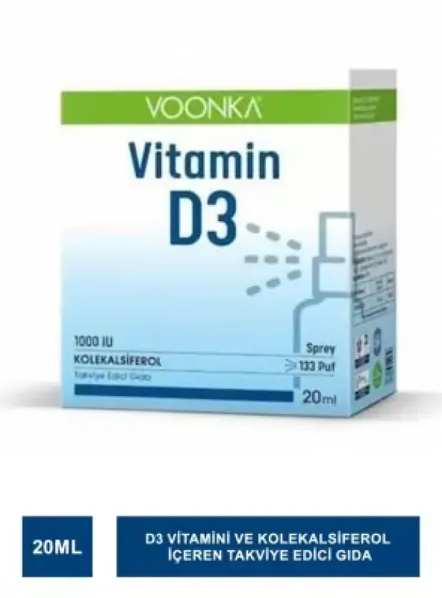 Voonka Vitamin D3 1000 IU Takviye Edici Gıda Sprey 20 ml