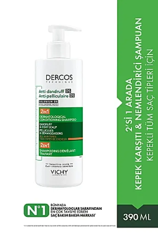 Vichy Dercos Anti-Dandruff Kepek Karşıtı Şampuan 2'si 1 Arada 390 ml