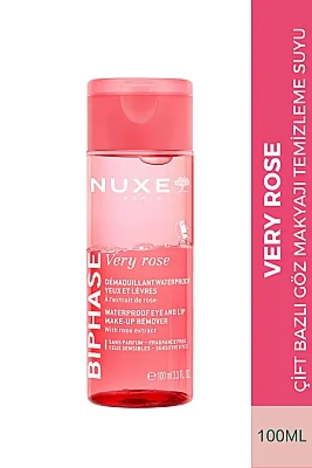Nuxe Very Rose Gül Özlü Çift Bazlı Göz Makyajı Temizleme Suyu 100 ml