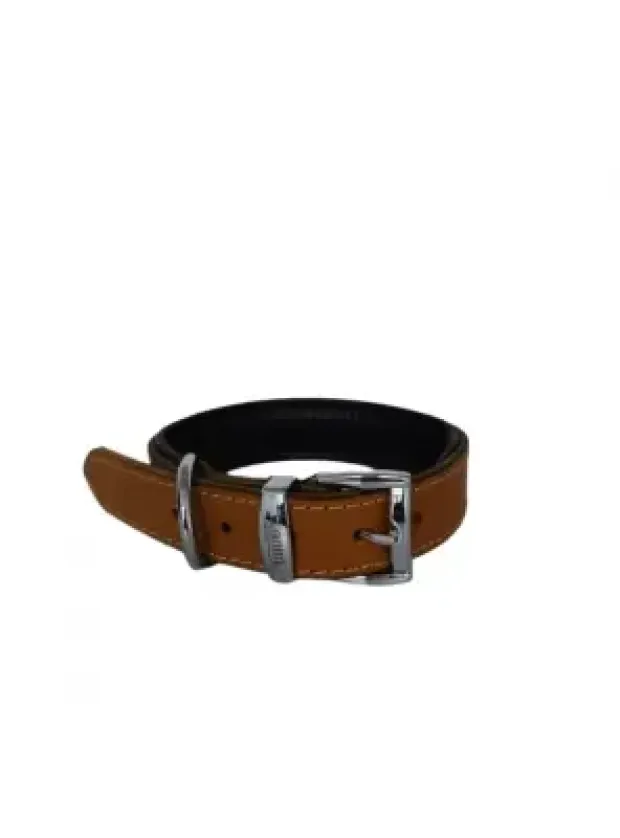 Daisy Yağlı Deri Köpek Tasması XXS-2cm Taba