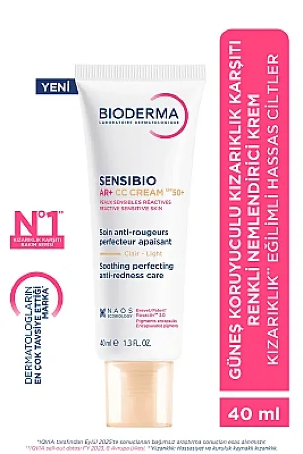 Bioderma Sensibio AR+ CC Cream SPF50+ Güneş Koruyuculu Kızarıklık Karşıtı Renkli Nemlendirici Krem 40 ML