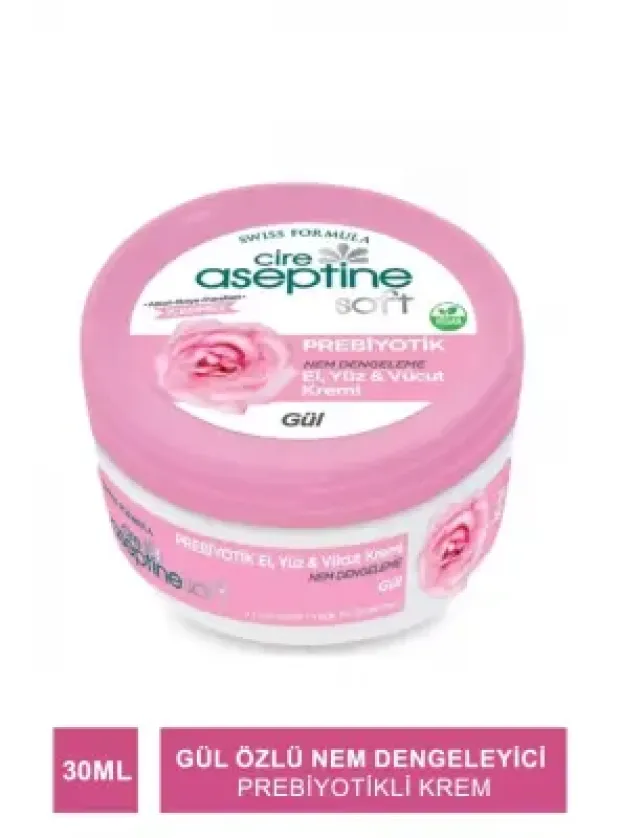 Cire Aseptine Soft Gül Özlü Nem Dengeleyici ve Besleyici Prebiyotikli Krem 30 ml