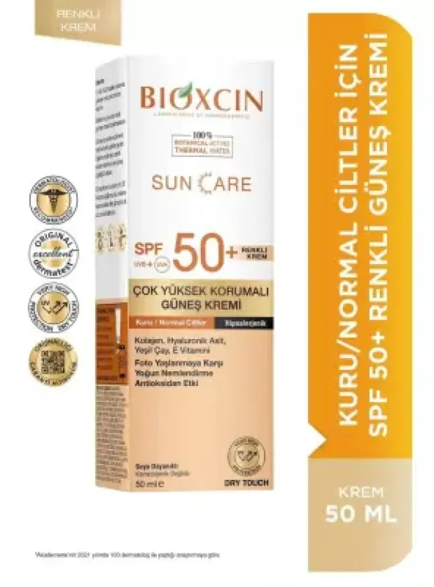 Bioxcin Sun Care Kuru/Normal Ciltler İçin Renkli Güneş Kremi Spf50+ 50 ml