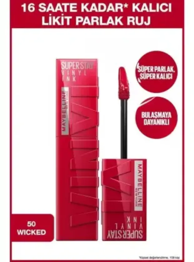 Maybelline New York Super Stay Vinyl Ink Uzun Süre Kalıcı Likit Parlak Ruj -  55 ROYAL