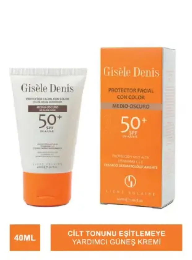 Gisele Denis Color Facial Sunscreen Spf50+ Medium/Dark Yüz İçin Renkli Güneş Koruma Kremi  40 ml