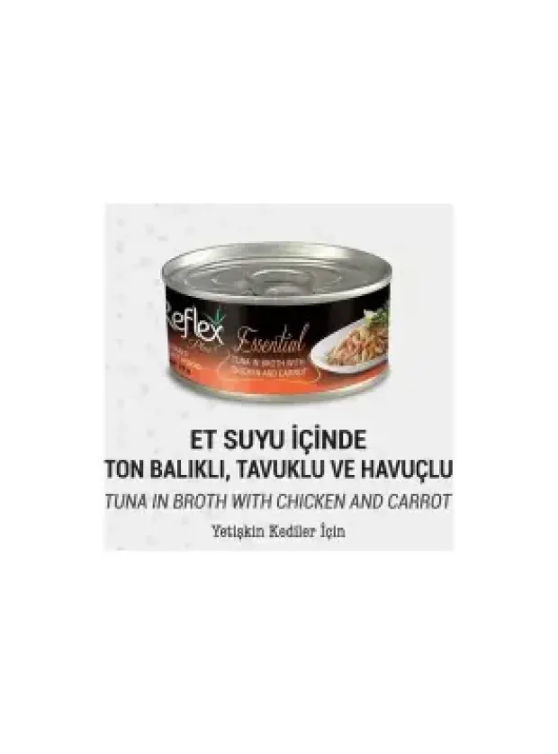Reflex Plus+ Essential Et Suyu İçinde Ton Balıklı & Havuçlu  Yetişkin Kedi Maması 70Gr